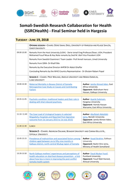 Somali-Swedish Research Collaboration for Health (Ssrchealth) - Final Seminar Held in Hargesia