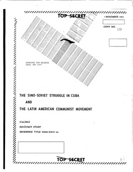 The Sino-Soviet Struggle in Cuba and the Latin American Communist Movement