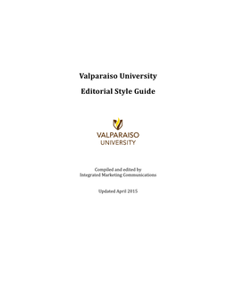 Valparaiso University Editorial Style Guide