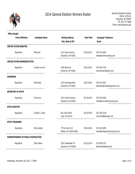 General Election Winners Roster 200 W