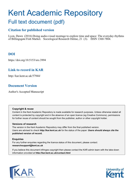 Dawn Lyon Billingsgate Paper for SRO Corrected August 2016.Pdf