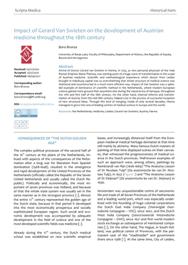 Impact of Gerard Van Swieten on the Development of Austrian Medicine Throughout the 18Th Century