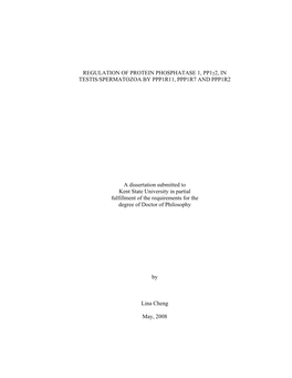 Regulation of Protein Phosphatase 1, Pp1 2, in Testis/Spermatozoa by Ppp1r11, Ppp1r7 and Ppp1r2