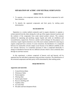 Separation of Acidic and Neutral Substances