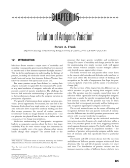 Evolution of Antigenic Variation1