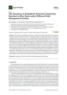 The Dynamics of Endophytic Bacterial Community Structure in Rice Roots Under Diﬀerent Field Management Systems