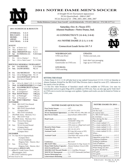 2011 Notre Dame Men's Soccer Notre Dame Combined Team Statistics (As of Oct 05, 2011) All Games