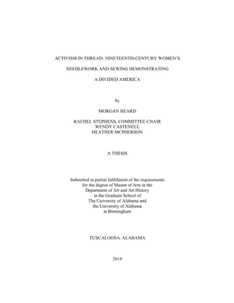 NINETEENTH-CENTURY WOMEN's NEEDLEWORK and SEWING DEMONSTRATING a DIVIDED AMERICA by MORGAN HEARD RACHEL