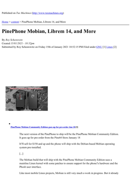 Pinephone Mobian, Librem 14, and More