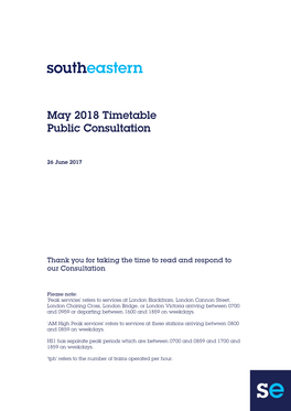 May 2018 Timetable Public Consultation