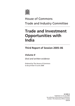 Trade and Investment Opportunities with India