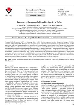 Taxonomy of the Genus Athallia and Its Diversity in Turkey