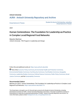 The Foundation for Leadership-As-Practice in Complex Local/Regional Food Networks