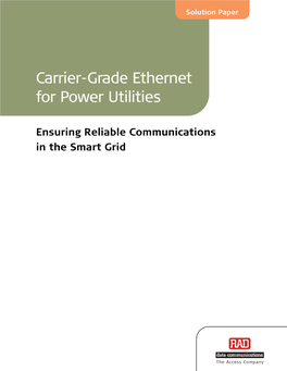 Carrier-Grade Ethernet for Power Utilities