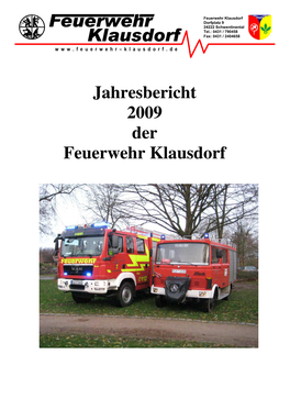 Jahresbericht 2009 Der Feuerwehr Klausdorf