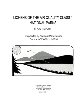 Lichens of the Air Quality Class 1 National Parks