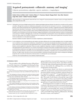 Acquired Portosystemic Collaterals: Anatomy and Imaging* Colaterais Portossistêmicas Adquiridas: Aspectos Anatômicos E Imaginológicos