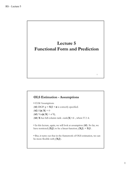 Lecture 5 Functional Form and Prediction