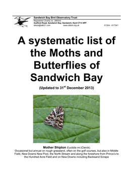 A Systematic List of the Moths and Butterflies of Sandwich Bay