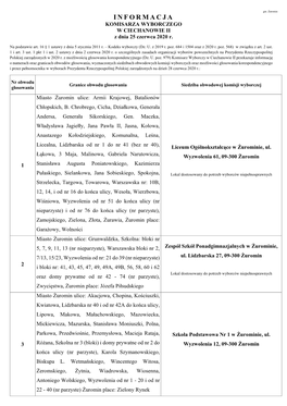 Żuromin INFORMACJA KOMISARZA WYBORCZEGO W CIECHANOWIE II Z Dnia 25 Czerwca 2020 R