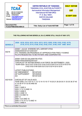 Aeronautical Information Promulgation Advice Form