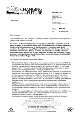 Consultees Dear Consultee on 8 December 2014, the Education