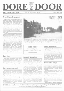 No. 59 AUTUMN 2000 Ryecroft Farm Development Open Dore Dore Recreation Ground DORESHOW Ecclesall Woods Plan Society Membership F