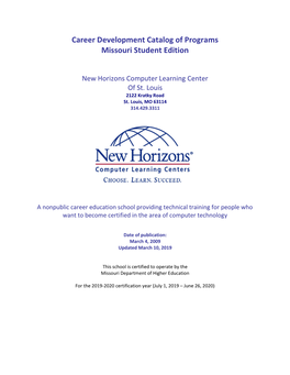 Career Development Catalog of Programs Missouri Student Edition