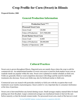 Crop Profile for Corn (Sweet) in Illinois