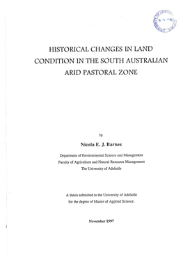 Historical Changes in Land Condition in the South Australian Arid Pastoral Zone