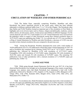 Chapter – 7 Circulation of Weeklies and Other Periodicals