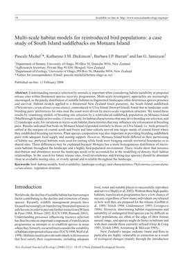 Multi-Scale Habitat Models for Reintroduced Bird Populations: a Case Study of South Island Saddlebacks on Motuara Island