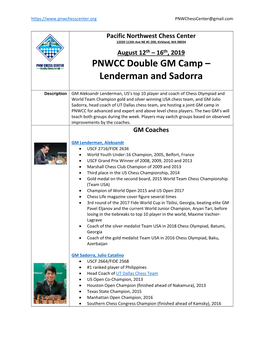 PNWCC Double GM Camp – Lenderman and Sadorra