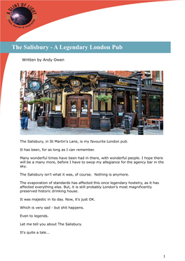 The Salisbury - a Legendary London Pub