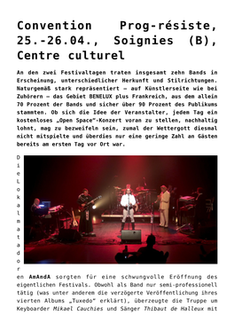 Convention Prog-Résiste, 25.-26.04., Soignies (B), Centre Culturel