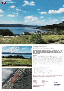 Development Land Strachur Argyll & Bute PA27 8DE