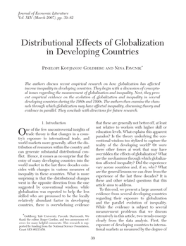 Distributional Effects of Globalization in Developing Countries