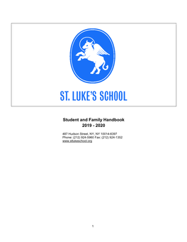 Student and Family Handbook 2019 - 2020