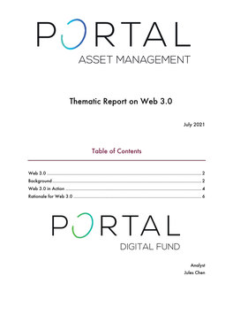 Thematic Report on Web 3.0