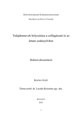 Kozma Judit: Tulajdonnevek Helyesírása a Csillagászati És Az