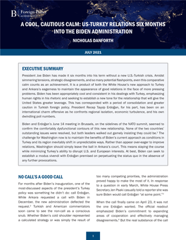 Us-Turkey Relations Six Months Into the Biden Administration Nicholas Danforth