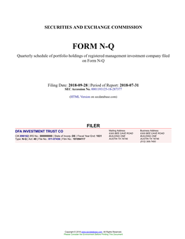 FORM N-Q Quarterly Schedule of Portfolio Holdings of Registered Management Investment Company Filed on Form N-Q