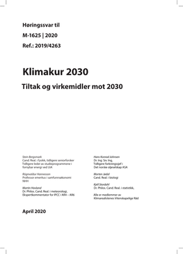 Klimakur 2030 Tiltak Og Virkemidler Mot 2030