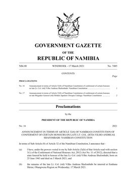 Government Gazette Republic of Namibia