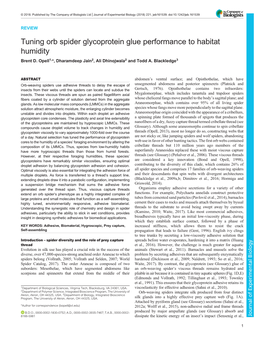 Tuning Orb Spider Glycoprotein Glue Performance to Habitat Humidity Brent D