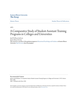 A Comparative Study of Student Assistant Training Programs In