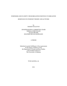 FEMINISMS and FLUIDITY: from BREASTED EXISTENCE to BREASTED RESISTANCE in FEMINIST THEORY and ACTIVISM by MAIGEN SULLIVAN JENNI