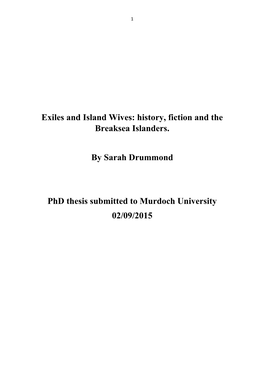 History, Fiction and the Breaksea Islanders. by Sarah Drummond