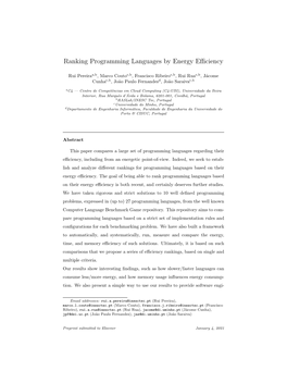 Ranking Programming Languages by Energy Efficiency