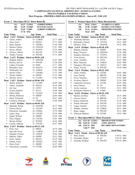 Programa Primera Jornada Eliminatorias